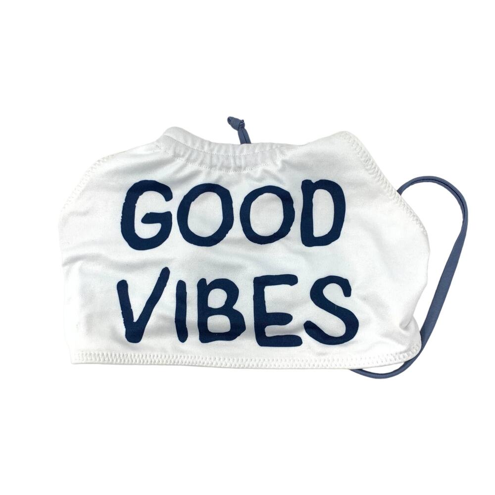 Chaser Women's Size XS Halter Bikini Top White Good Vibes